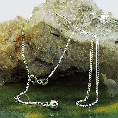Fußkette 1,4mm Flachpanzerkette 2x diamantiert längenvariabel mit 3 Ösen Silber 925