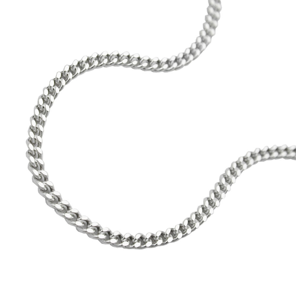 Fußkette 1,4mm Flachpanzerkette 2x diamantiert längenvariabel mit 3 Ösen Silber 925