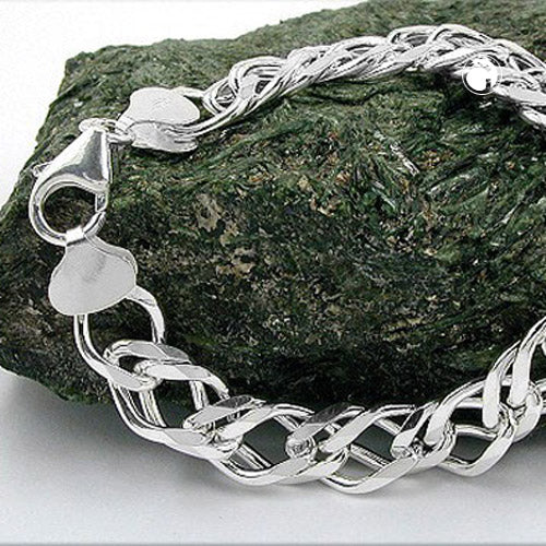 Armband 1,1x3,5mm Zwillingspanzer Silber 925