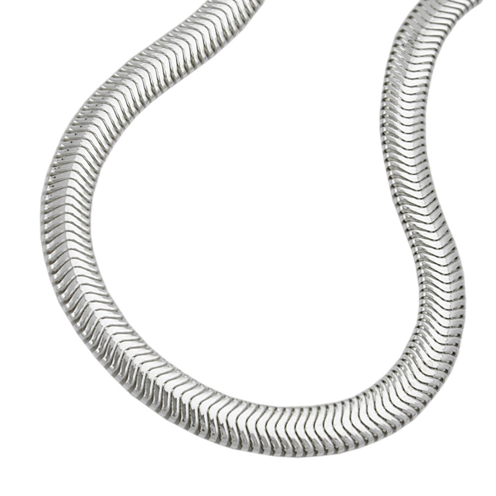 Kette 6x2mm flache Schlangenkette glänzend Silber 925