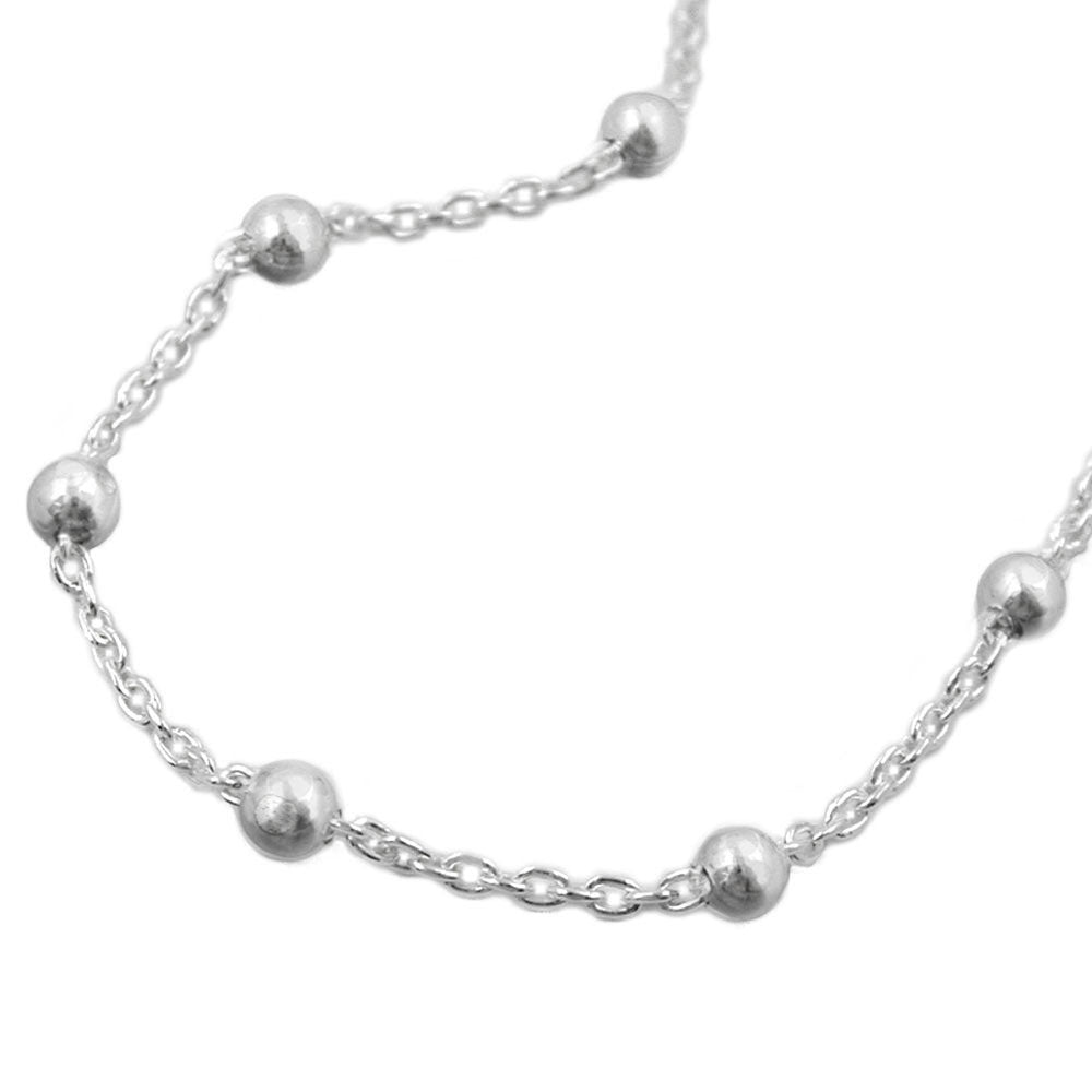 Kette 1,3mm Ankerkette mit 29 Kugeln Silber 925