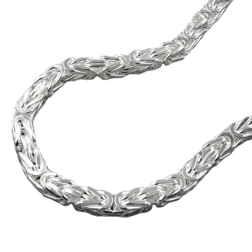Kette ca.4mm Königskette vierkant glänzend Silber 925