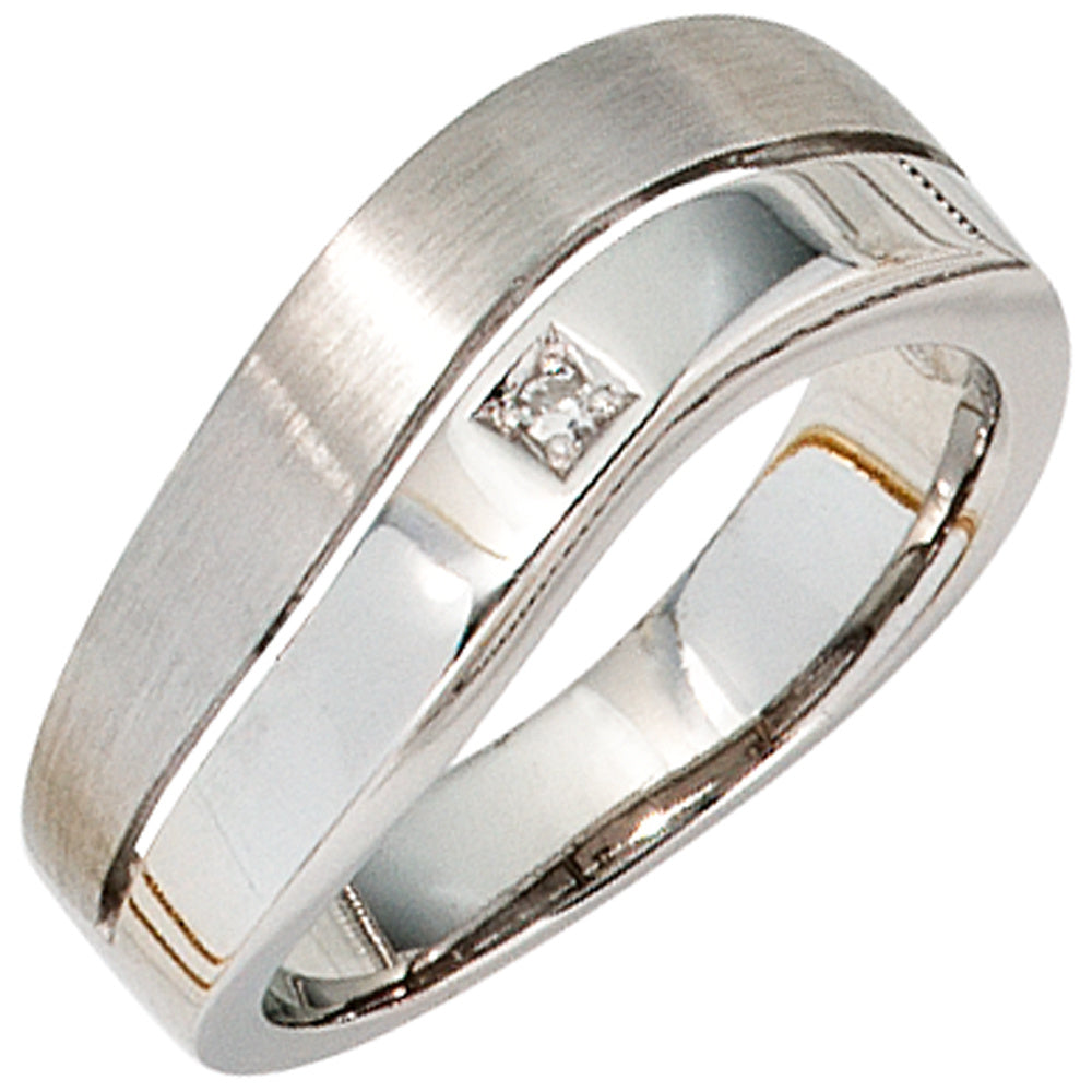 Damen Ring 585 Gold Weißgold 1 Diamant 0,01ct. Weißgoldring Diamantring