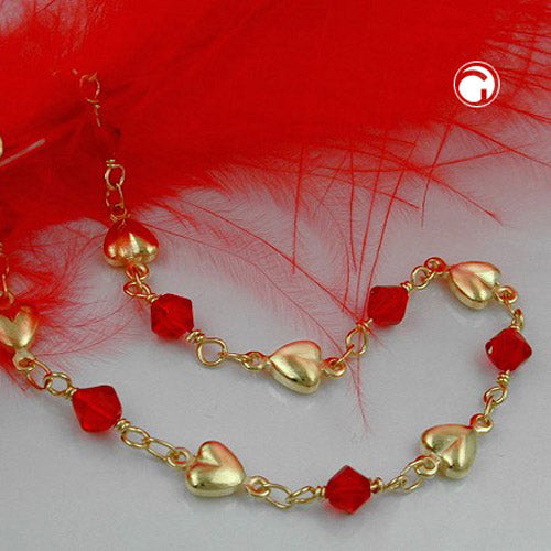 Armband 5mm Fantasie Herz und Glasperle rot AMD