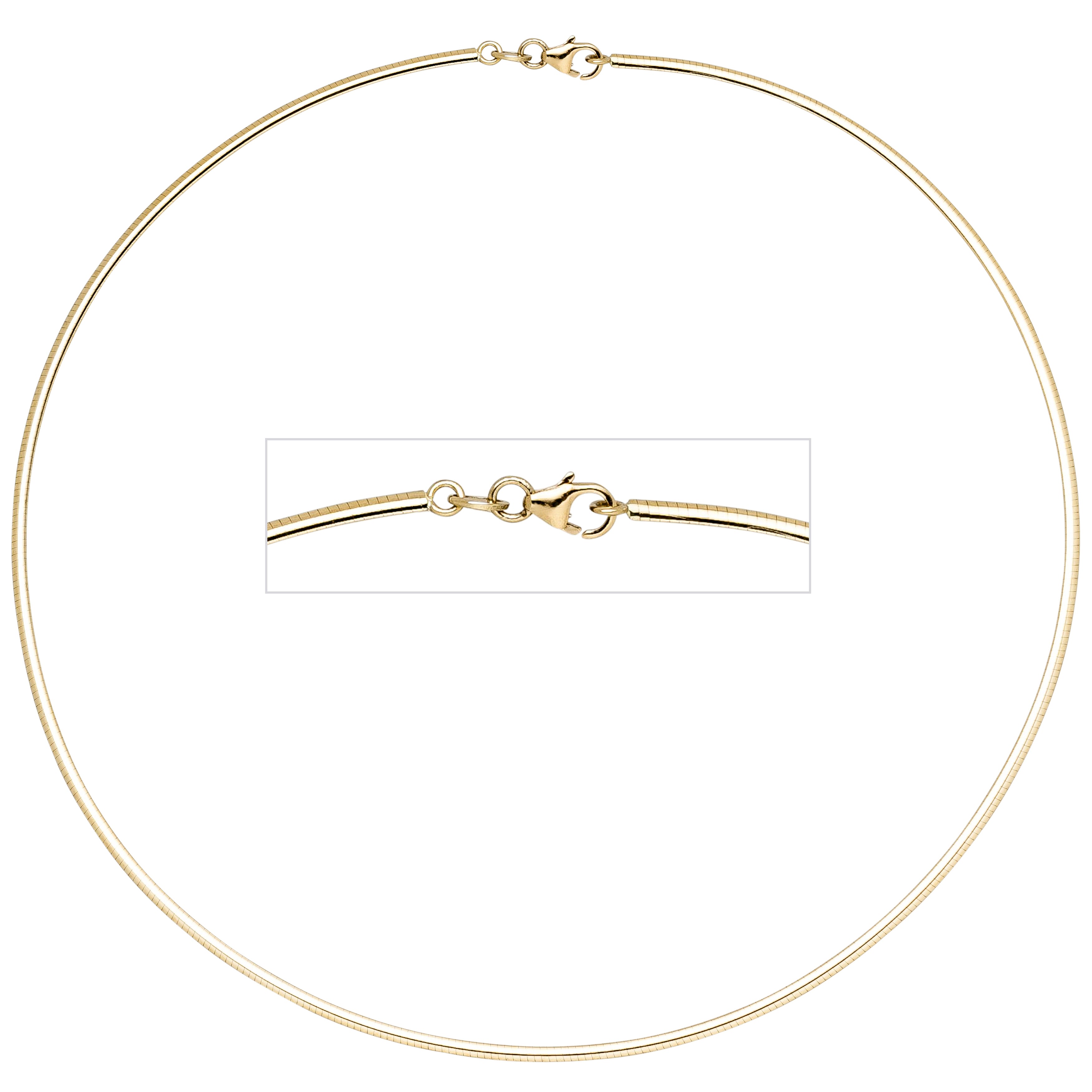 Halsreif 333 Gelbgold 2 mm 45 cm Gold Kette Halskette Goldhalsreif Karabiner