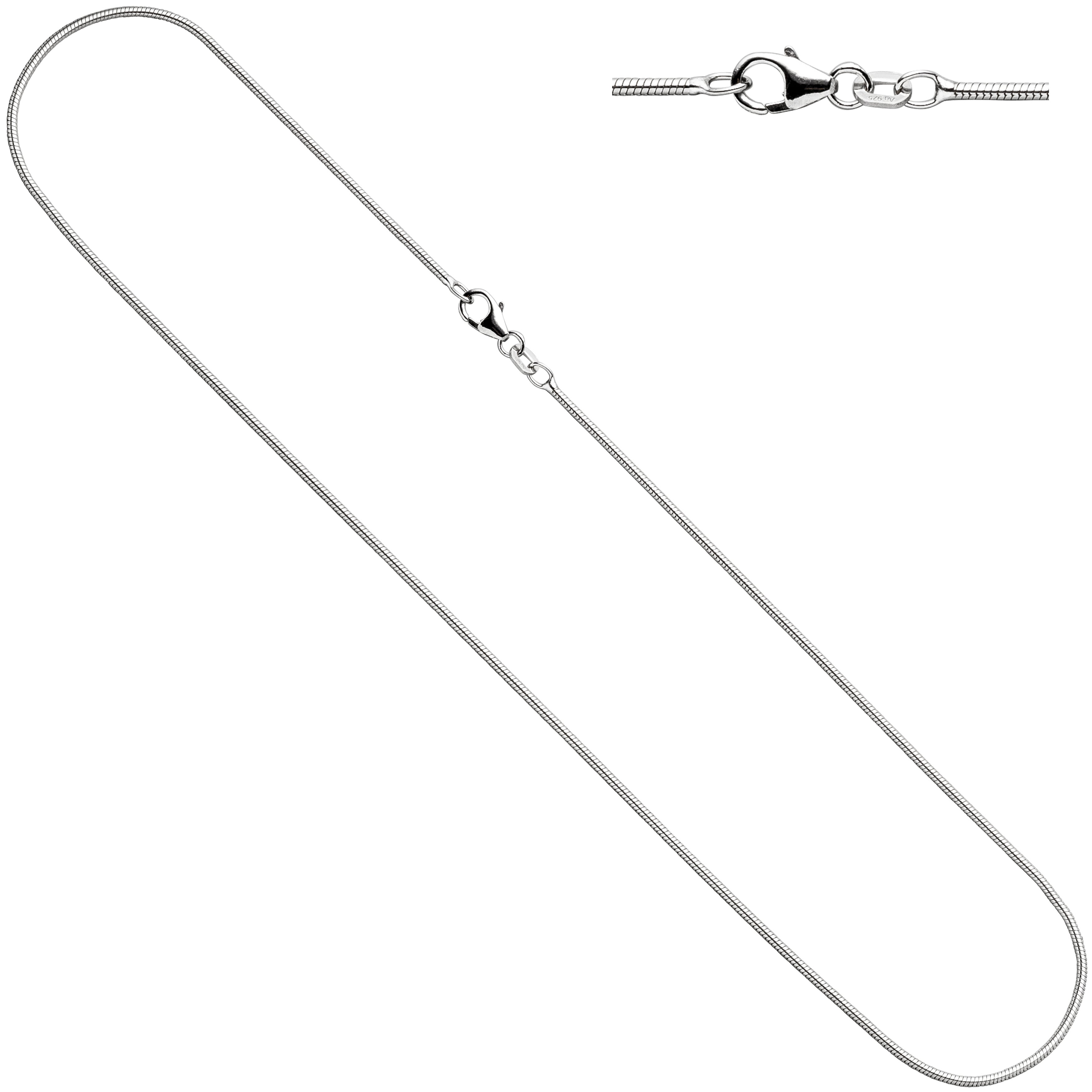 Schlangenkette 925 Silber 1,0 mm 42 cm Halskette Kette Silberkette Karabiner