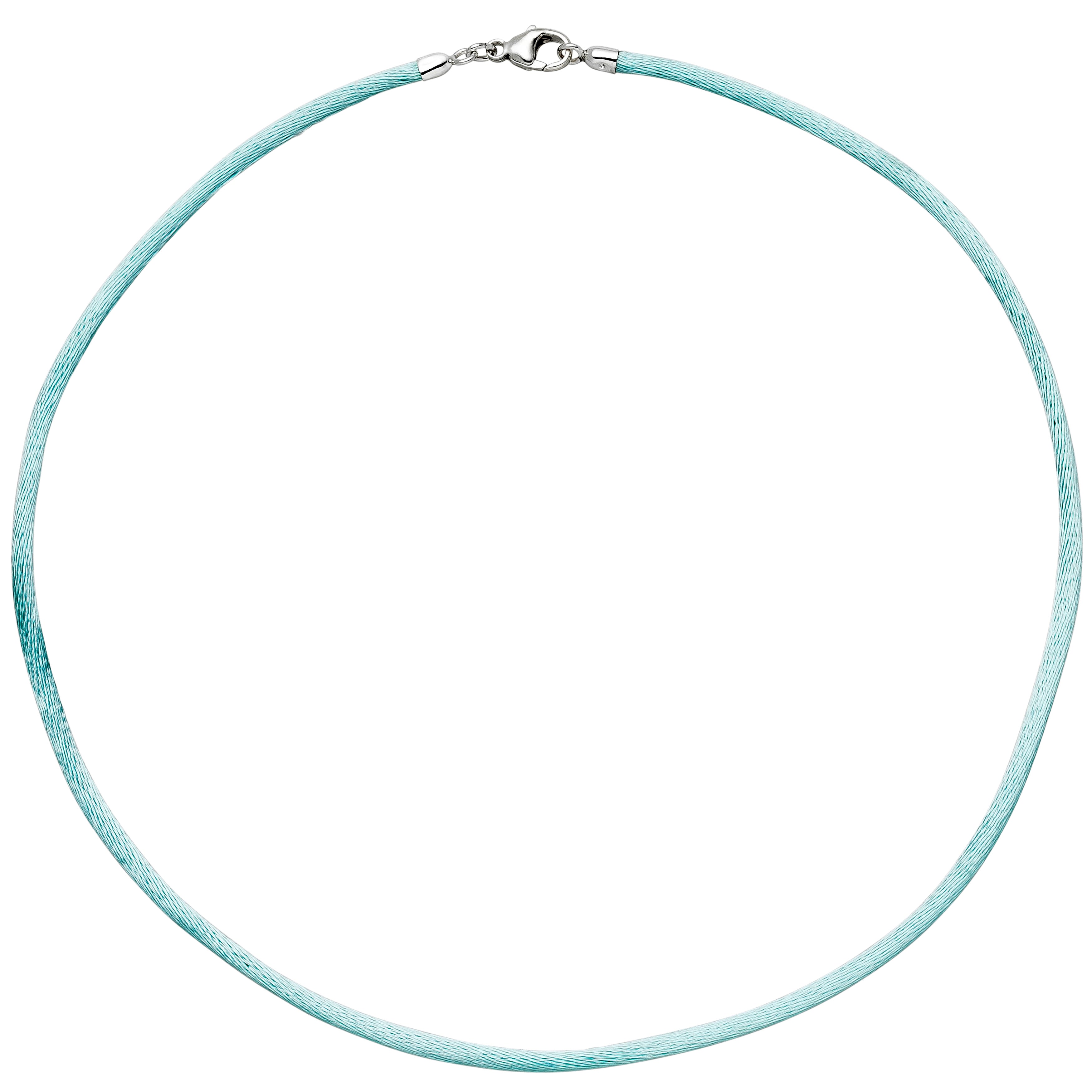 Collier Halskette Seide türkis 42 cm, Verschluss 925 Silber Kette