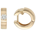 Creolen rund 585 Gold Gelbgold matt 2 Diamanten Brillanten 0,30ct. Ohrringe