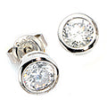Ohrstecker rund 925 Sterling Silber rhodiniert 2 Zirkonia Ohrringe