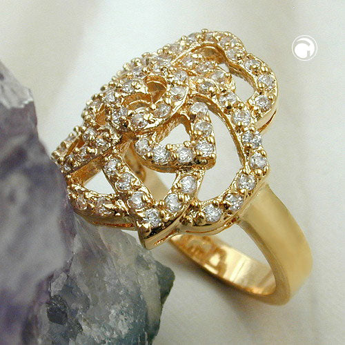 Ring mit weißen Zirkonias mit 3 Mikron vergoldet