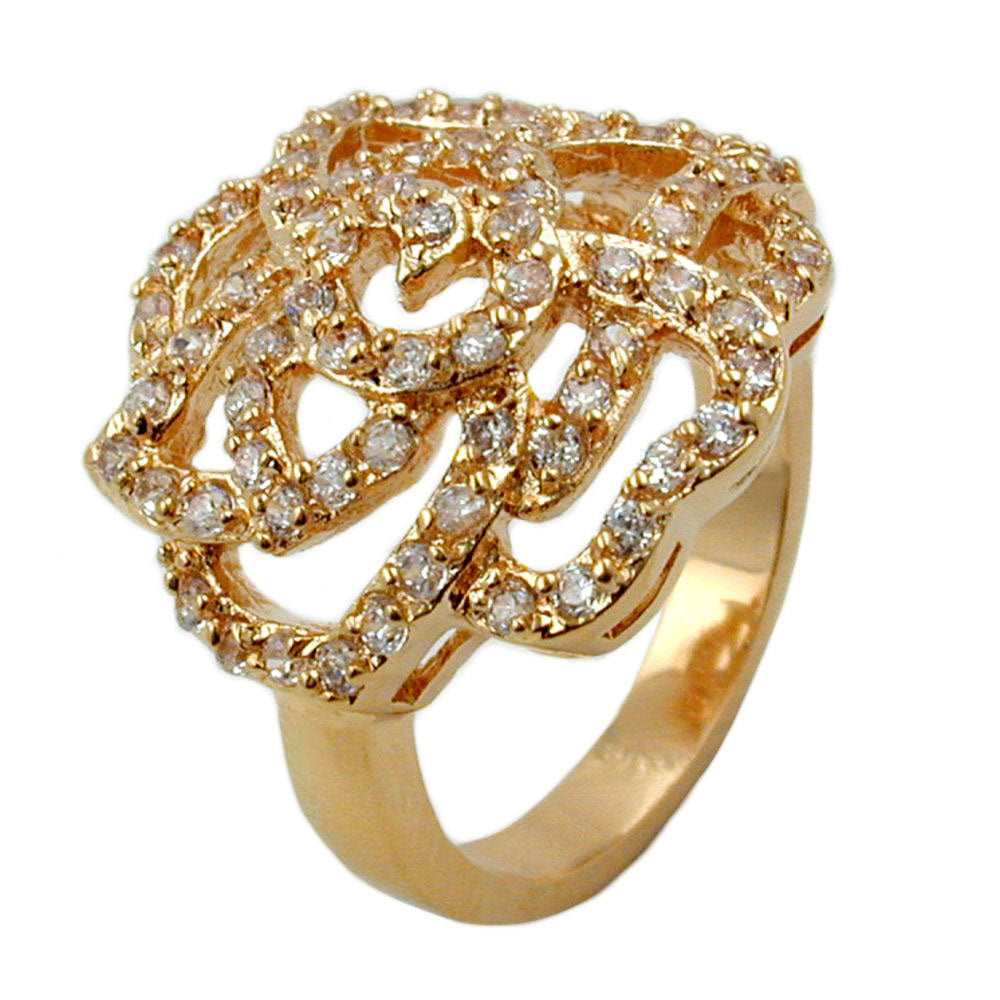 Ring mit weißen Zirkonias mit 3 Mikron vergoldet