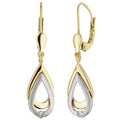 Ohrhänger 585 Gold Gelbgold Weißgold bicolor 2 Diamanten Brillanten Ohrringe