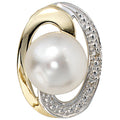 Anhänger 585 Gold Gelbgold bicolor 1 Süßwasser Perle 2 Diamanten Perlenanhänger