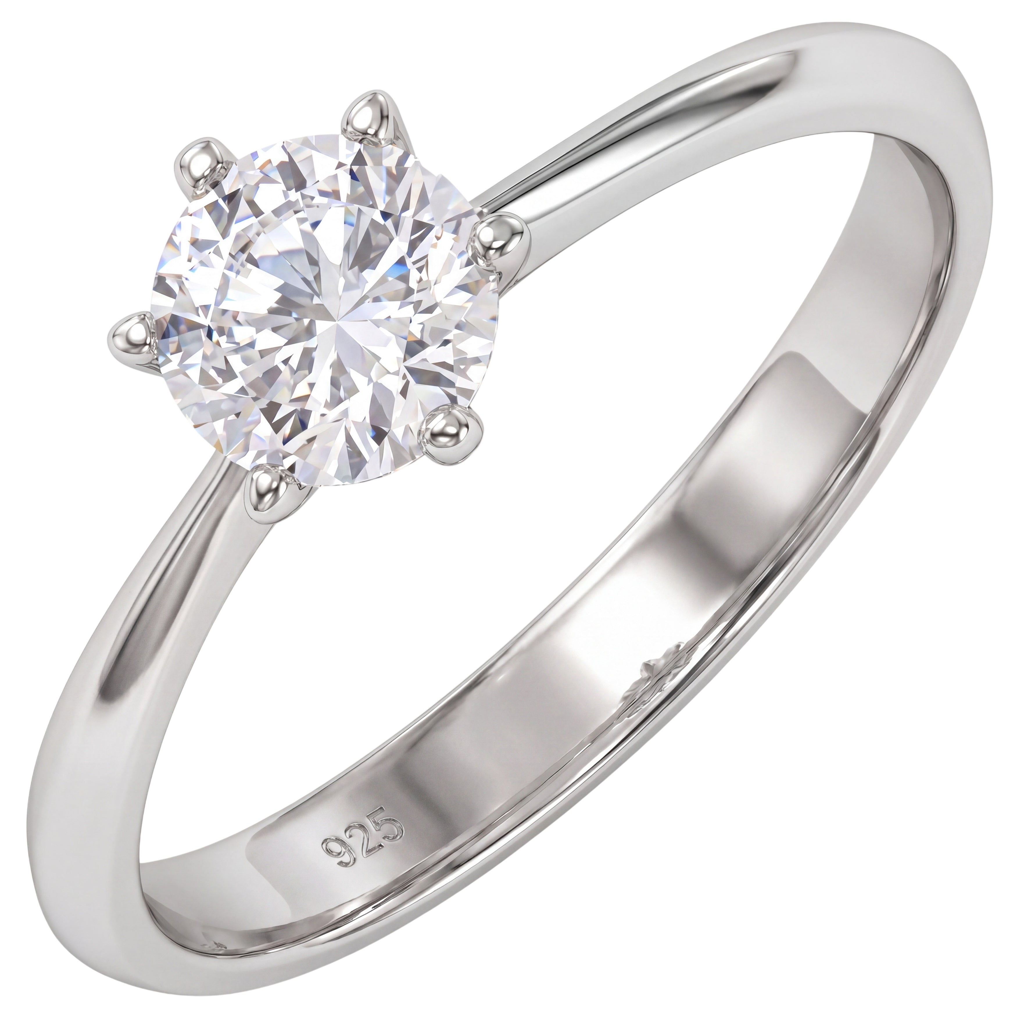 Damen Ring 925 Sterling Silber rhodiniert 1 Zirkonia Silberring