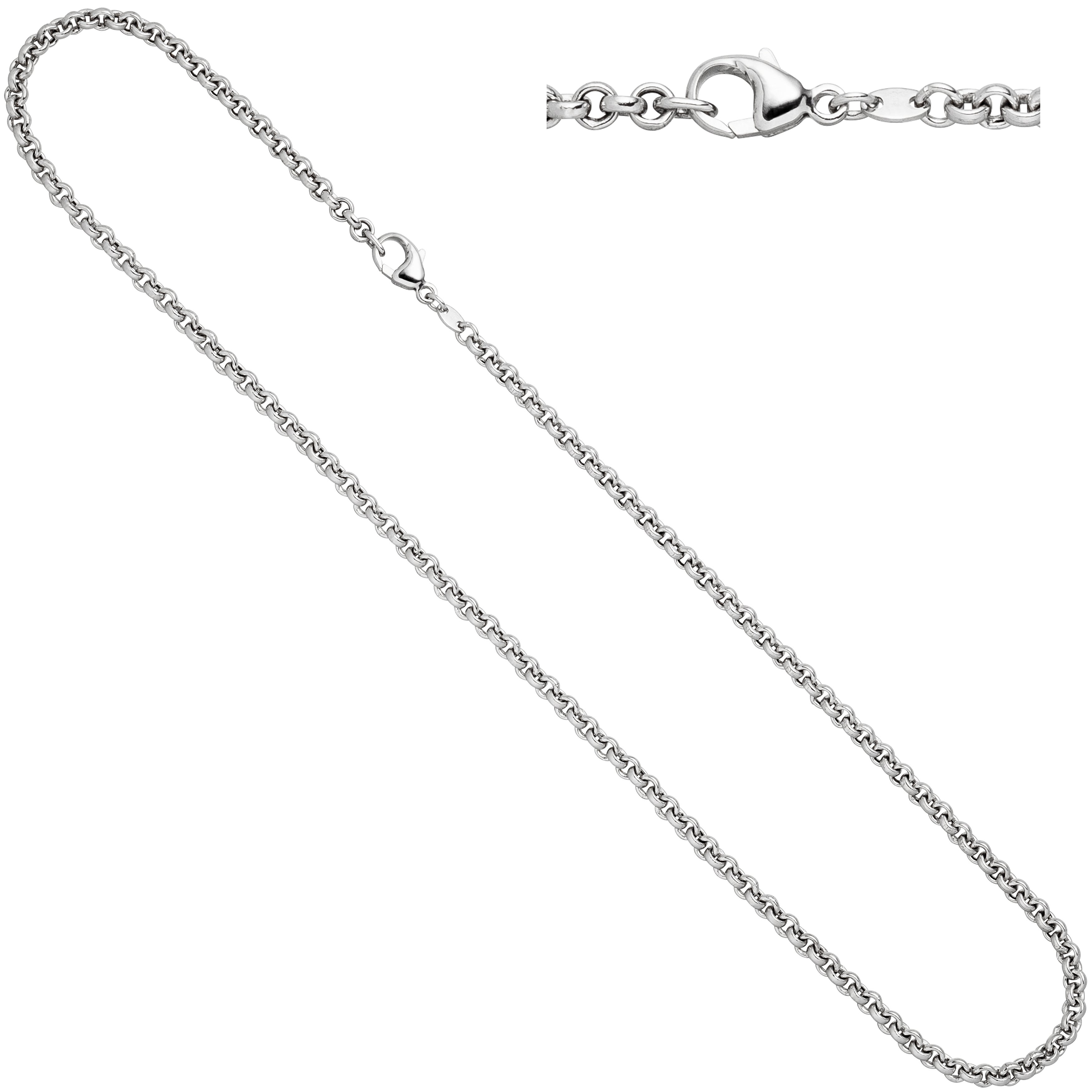 Erbskette 585 Weißgold 3 mm 45 cm Gold Kette Halskette Weißgoldkette Karabiner