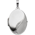 Medaillon oval 585 Gold Weißgold mattiert 2 Diamanten Anhänger zum Öffnen