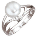 Damen Ring 585 Gold Weißgold 1 Süßwasser Perle 6 Diamanten Brillanten Goldring