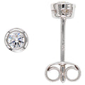 Ohrstecker rund 925 Sterling Silber rhodiniert 2 Zirkonia Ohrringe
