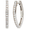 Creolen oval 925 Sterling Silber mit 26 Zirkonia Ohrringe Silbercreolen