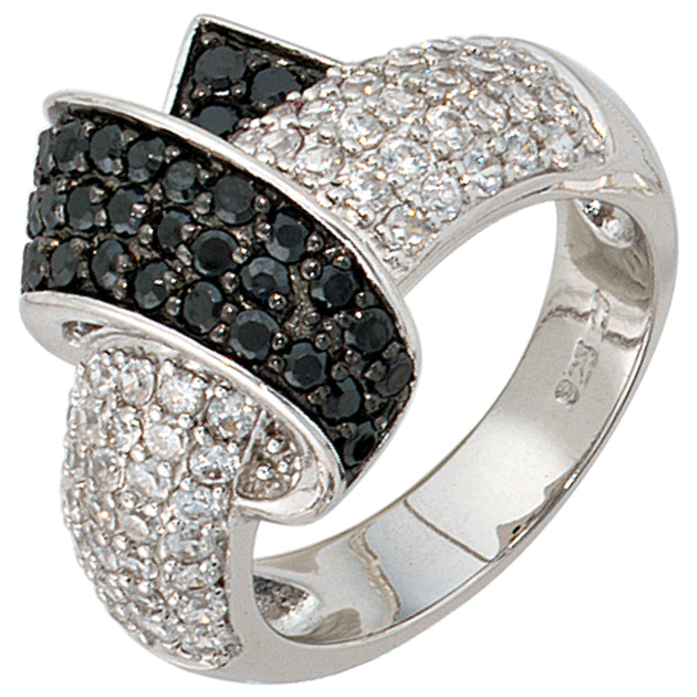 Damen Ring 925 Sterling Silber rhodiniert mit Zirkonia Silberring