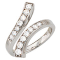 Damen Ring offen 925 Sterling Silber rhodiniert 14 Zirkonia Silberring