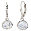 Boutons rund 925 Sterling Silber rhodiniert 2 Zirkonia Ohrringe Ohrhänger