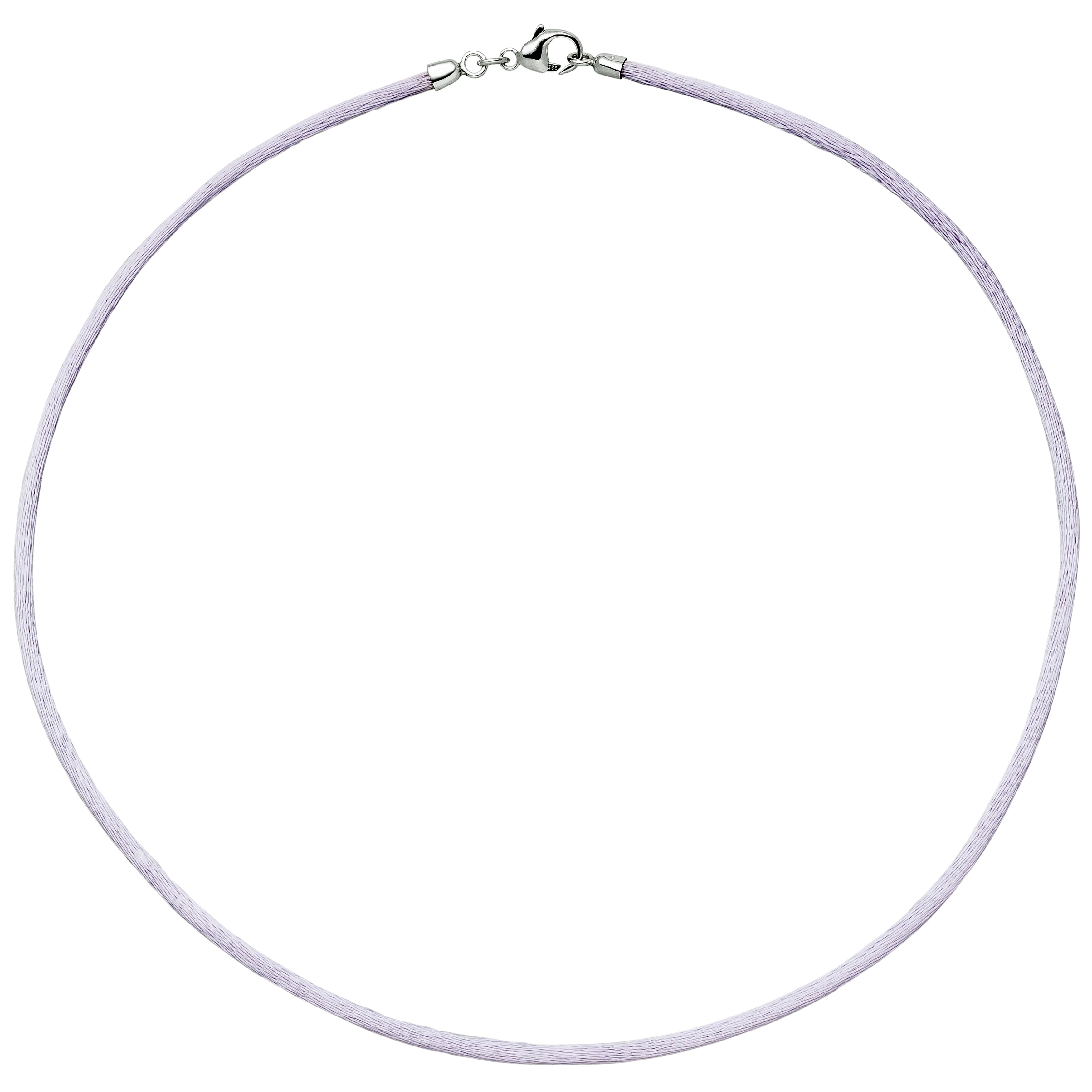 Collier Halskette Seide flieder 2,8 mm 42 cm, Verschluss 925 Silber Kette