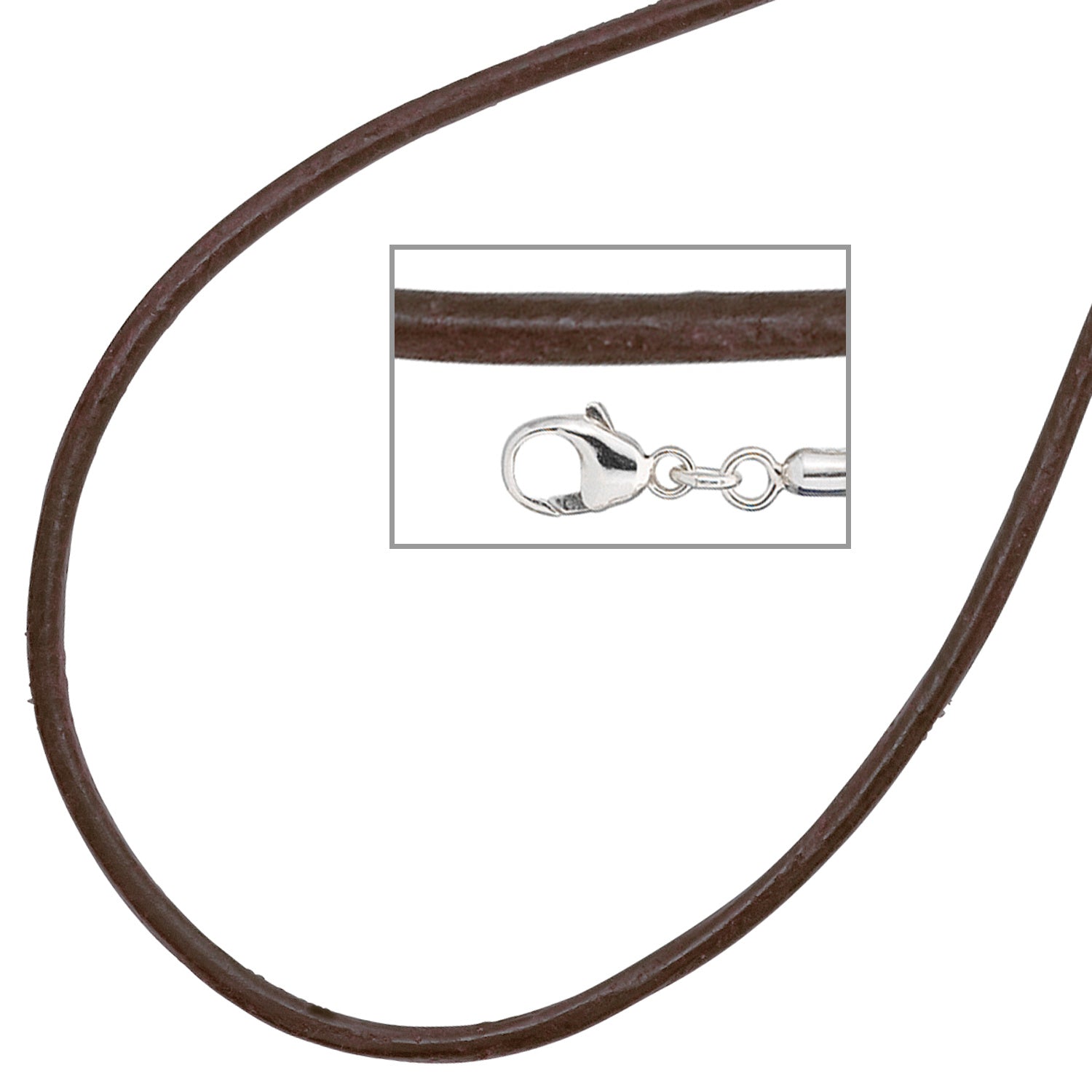 Collier Halskette Leder braun 925 Silber 42 cm Lederkette Karabiner