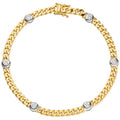 Armband 585 Gold Gelbgold Weißgold bicolor 6 Diamanten Brillanten 19 cm