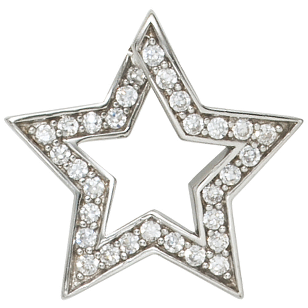 Anhänger Stern 925 Sterling Silber rhodiniert mit 30 Zirkonia