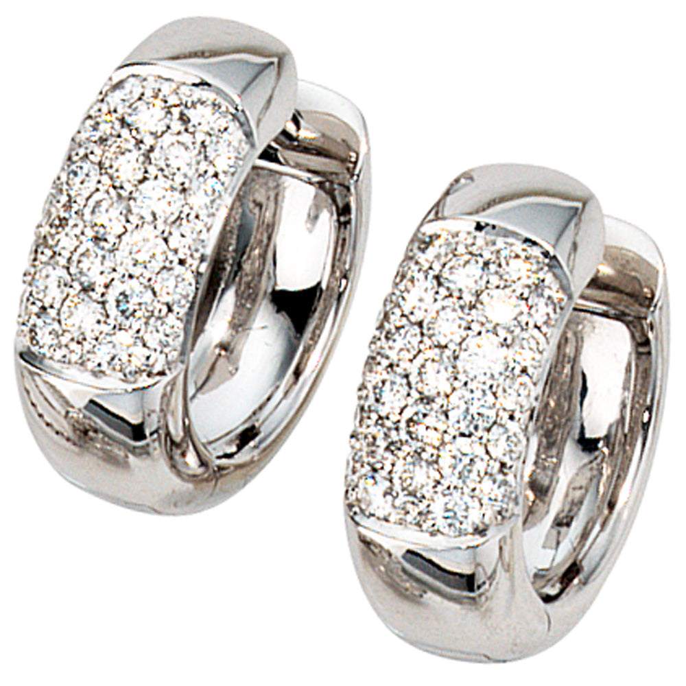 Creolen rund 585 Gold Weißgold 54 Diamanten Brillanten Ohrringe Weißgoldcreolen