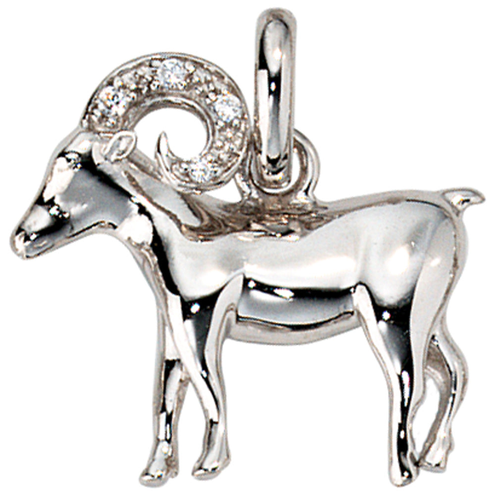 Anhänger Sternzeichen Widder 925 Silber mit 4 Zirkonia Sternzeichenanhänger