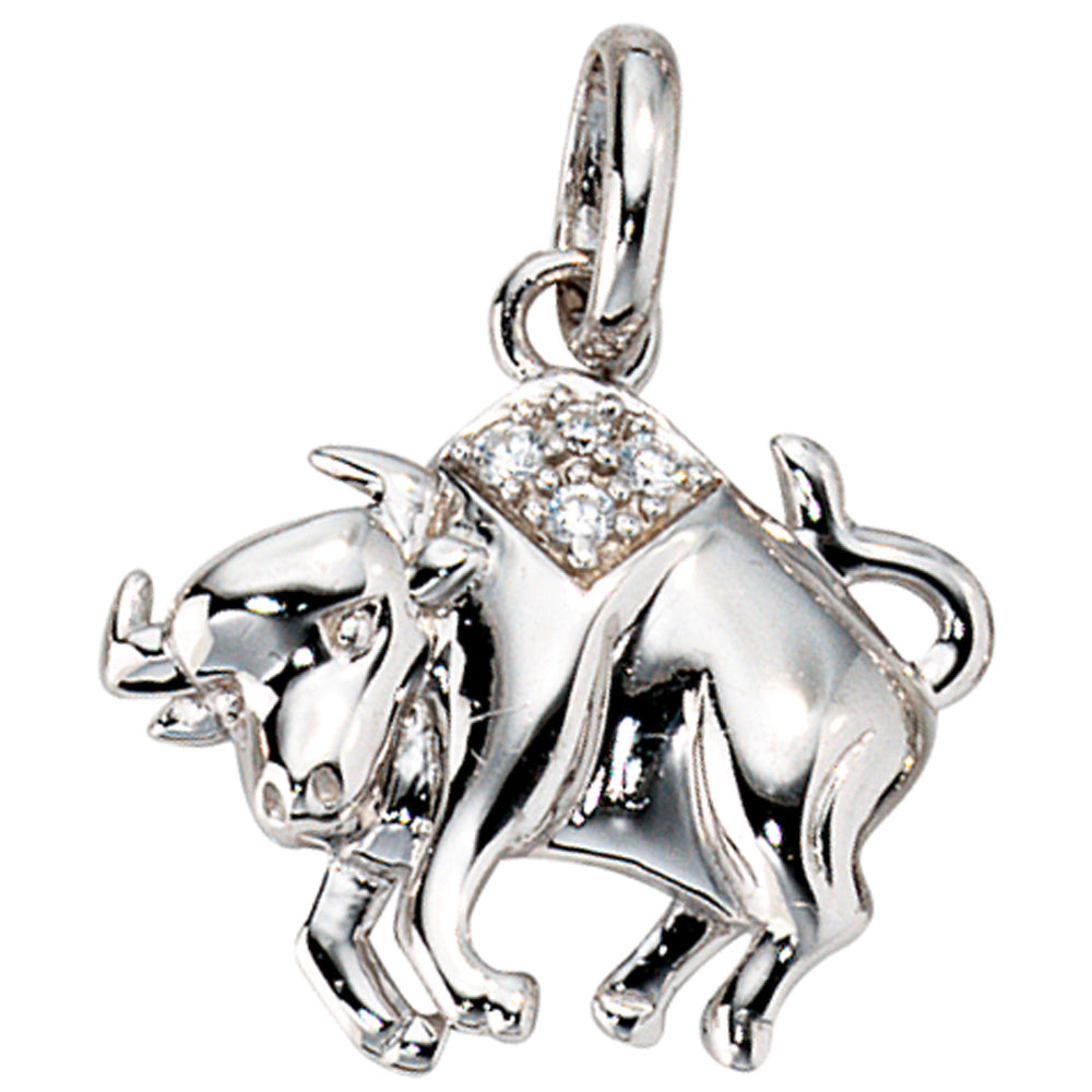 Anhänger Sternzeichen Stier 925 Silber mit 4 Zirkonia Sternzeichenanhänger