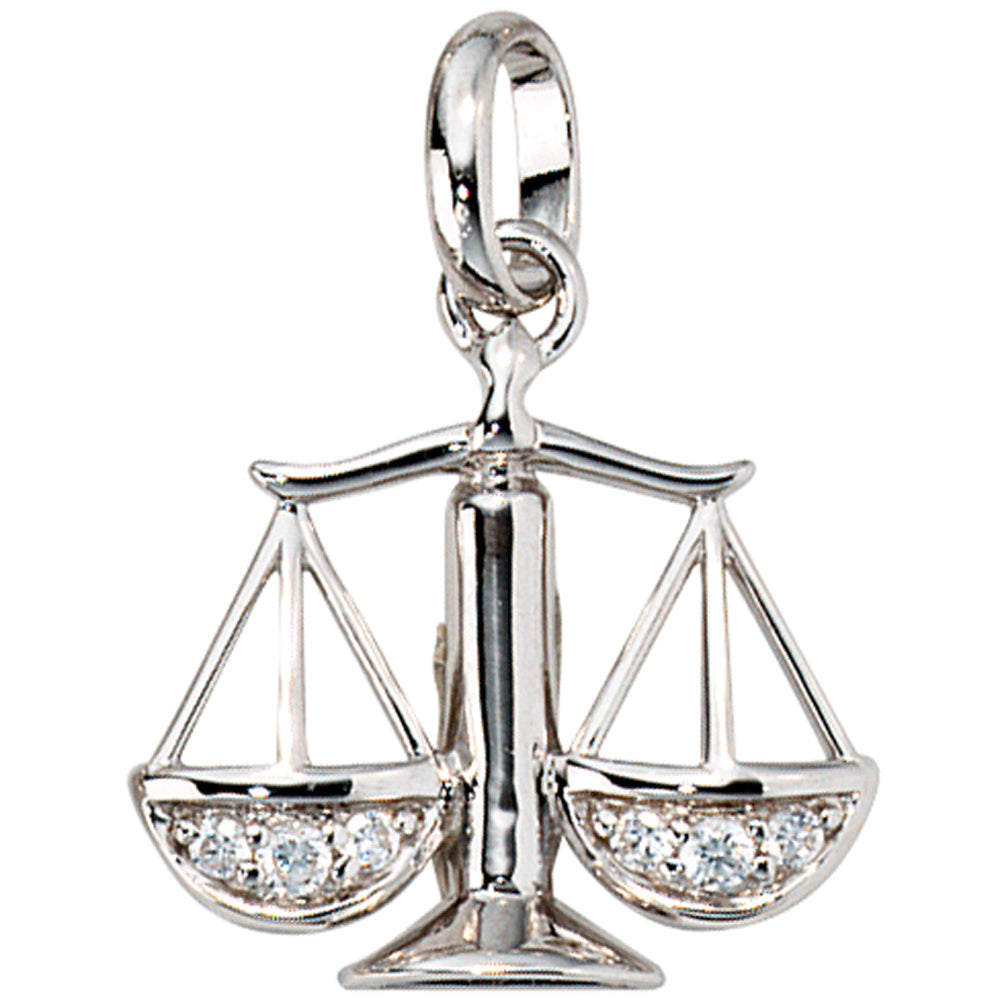 Anhänger Sternzeichen Waage 925 Silber mit 6 Zirkonia Sternzeichenanhänger