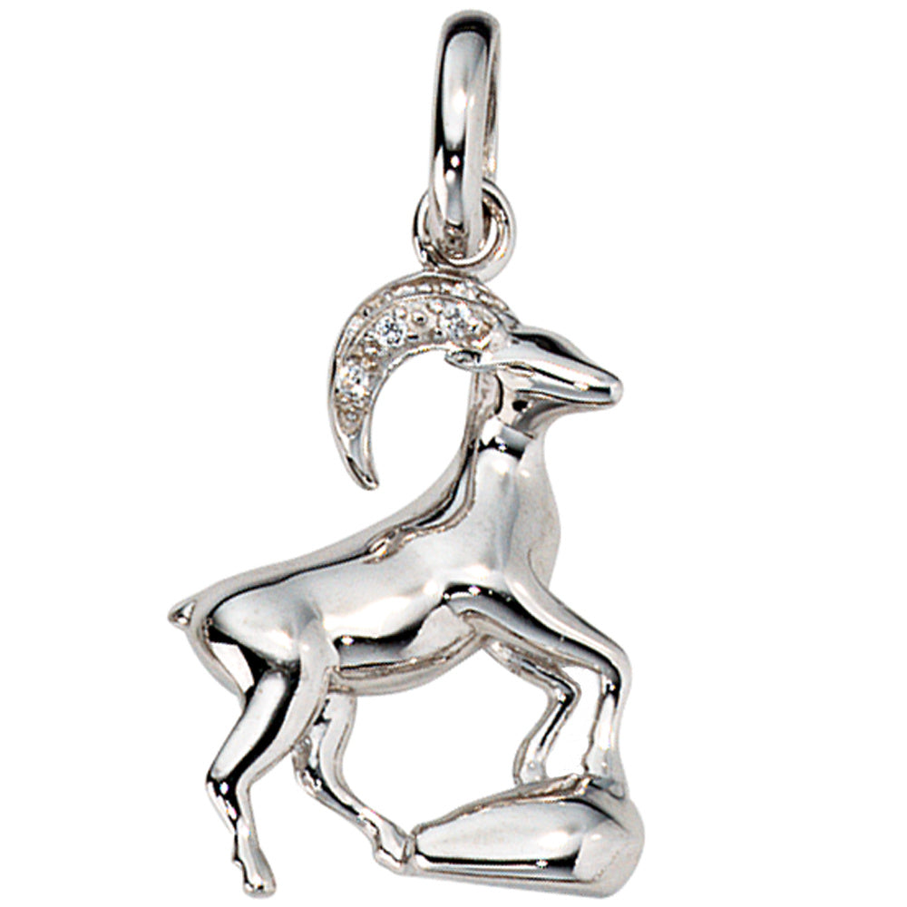 Anhänger Sternzeichen Steinbock 925 Silber mit 6 Zirkonia Sternzeichenanhänger