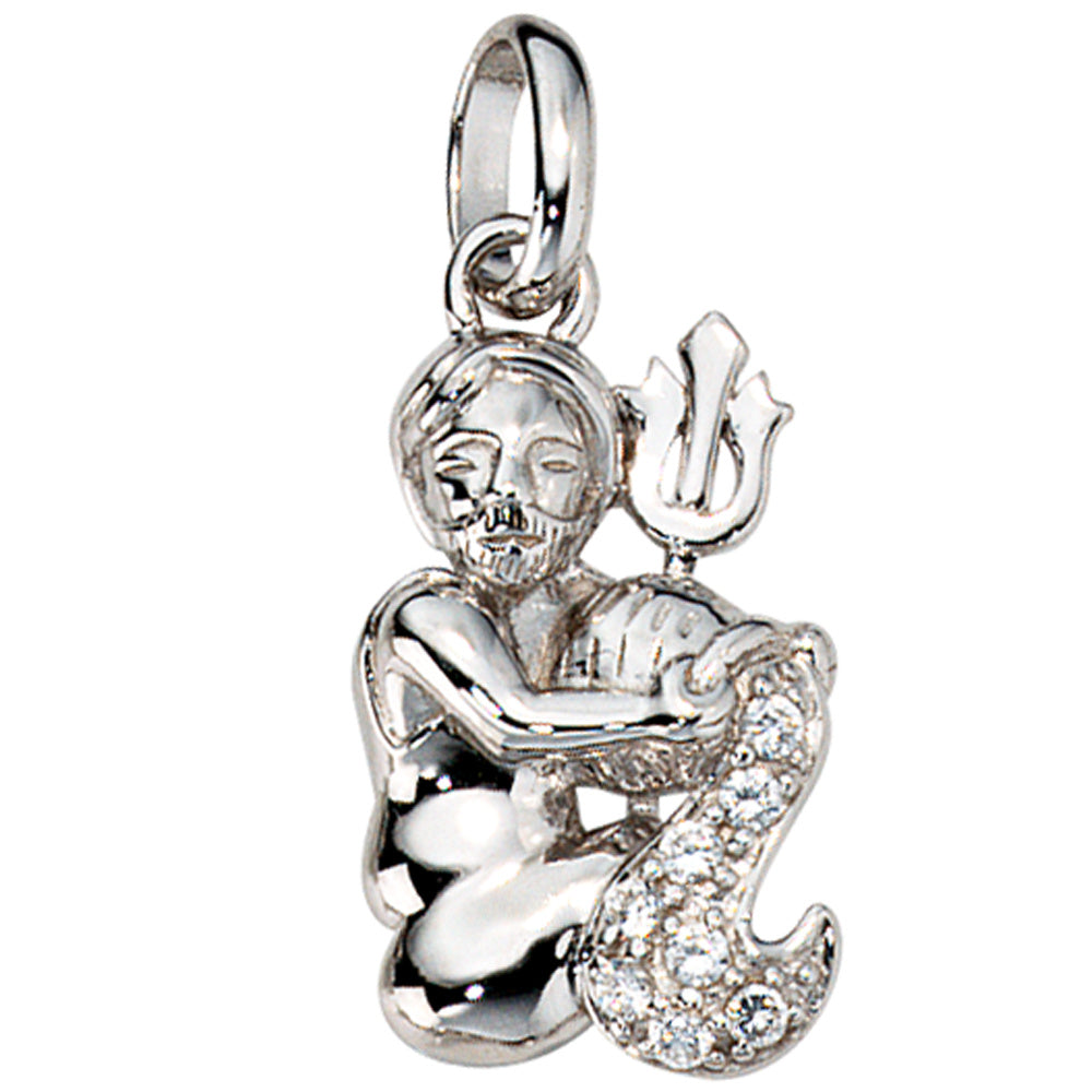 Anhänger Sternzeichen Wassermann 925 Silber mit 8 Zirkonia Sternzeichenanhänger