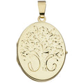 Medaillon oval Blumen 585 Gold Gelbgold Anhänger zum Öffnen