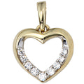 Anhänger Herz 333 Gold Gelbgold bicolor mit 9 Zirkonia Herzanhänger Goldherz