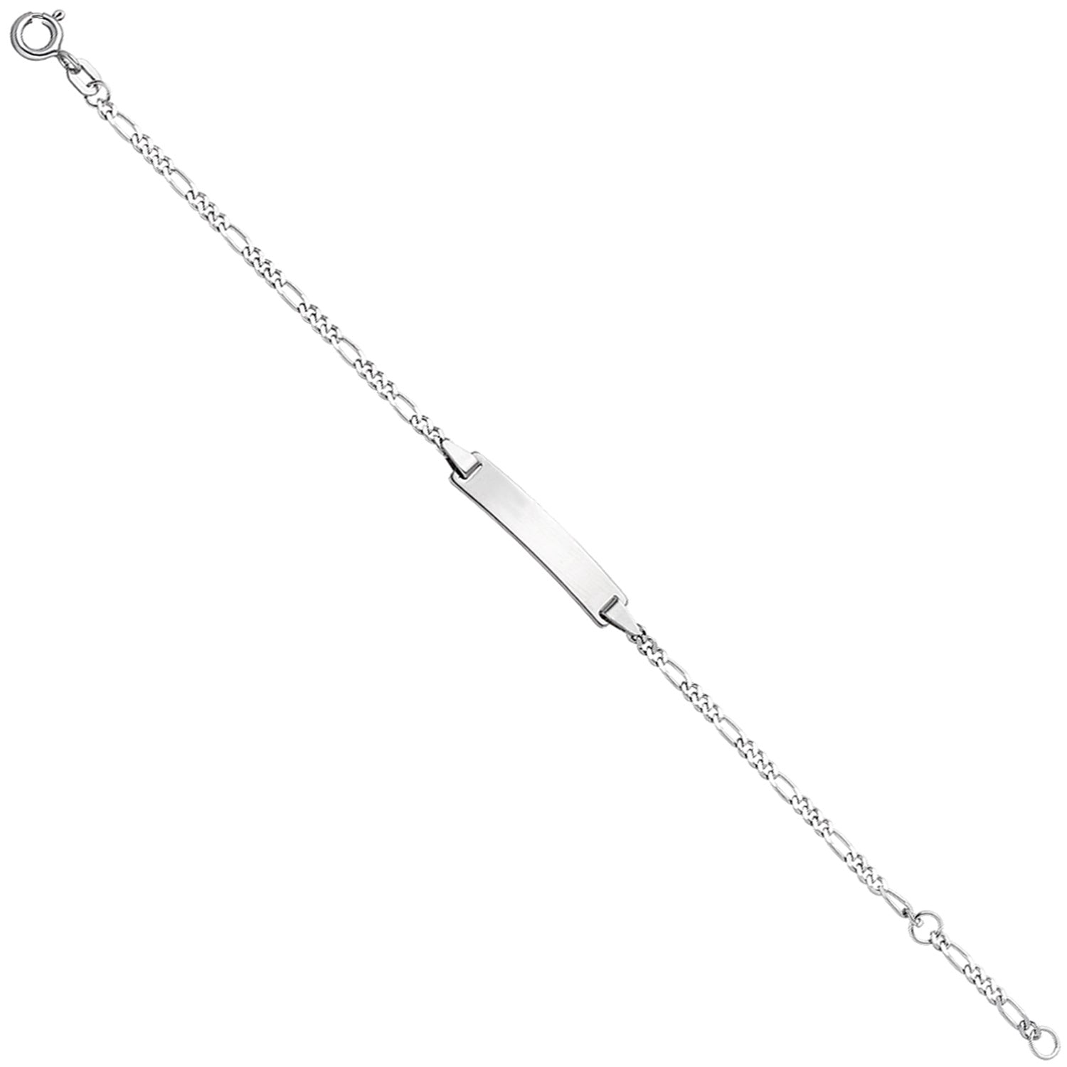 Schildband 925 Sterling Silber rhodiniert 16 cm Gravur ID Armband Federring