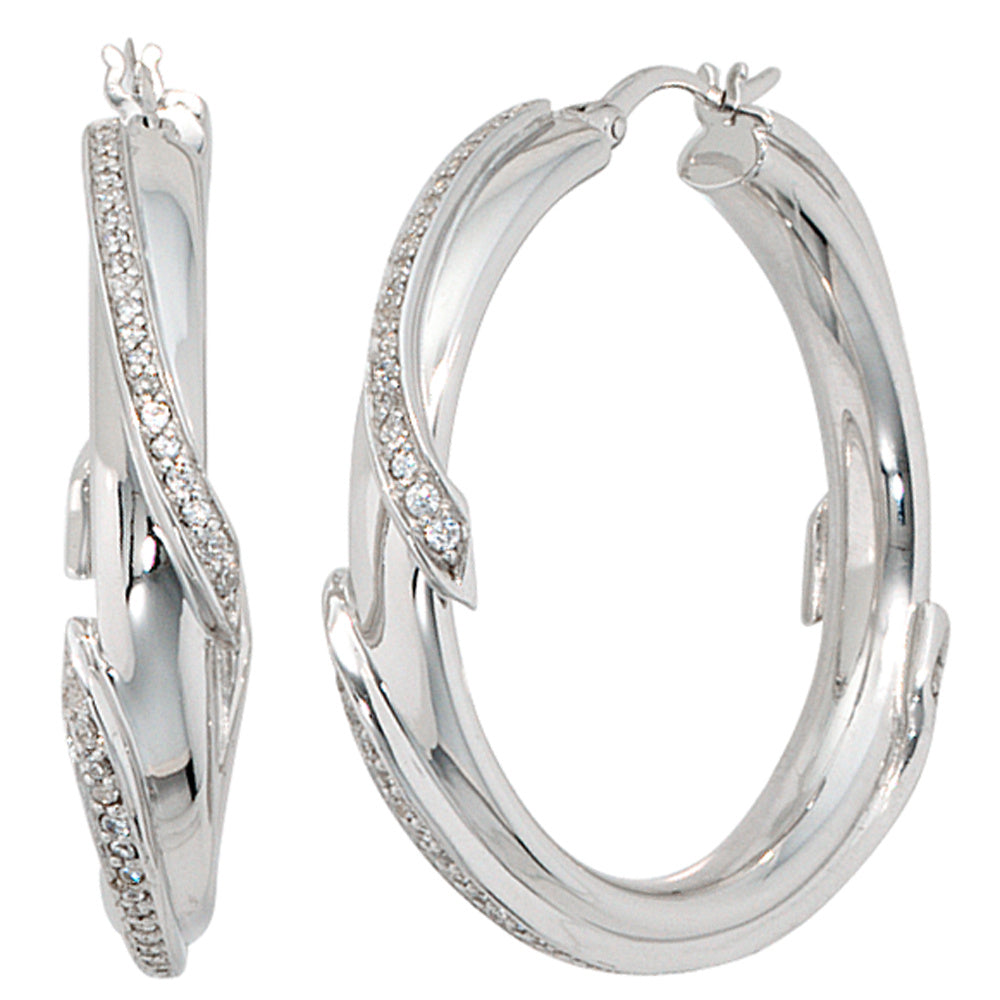 Creolen 925 Sterling Silber mit 124 Zirkonia Ohrringe Silberohrringe