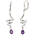 Boutons 925 Sterling Silber 2 Amethyste lila violett Ohrringe Ohrhänger