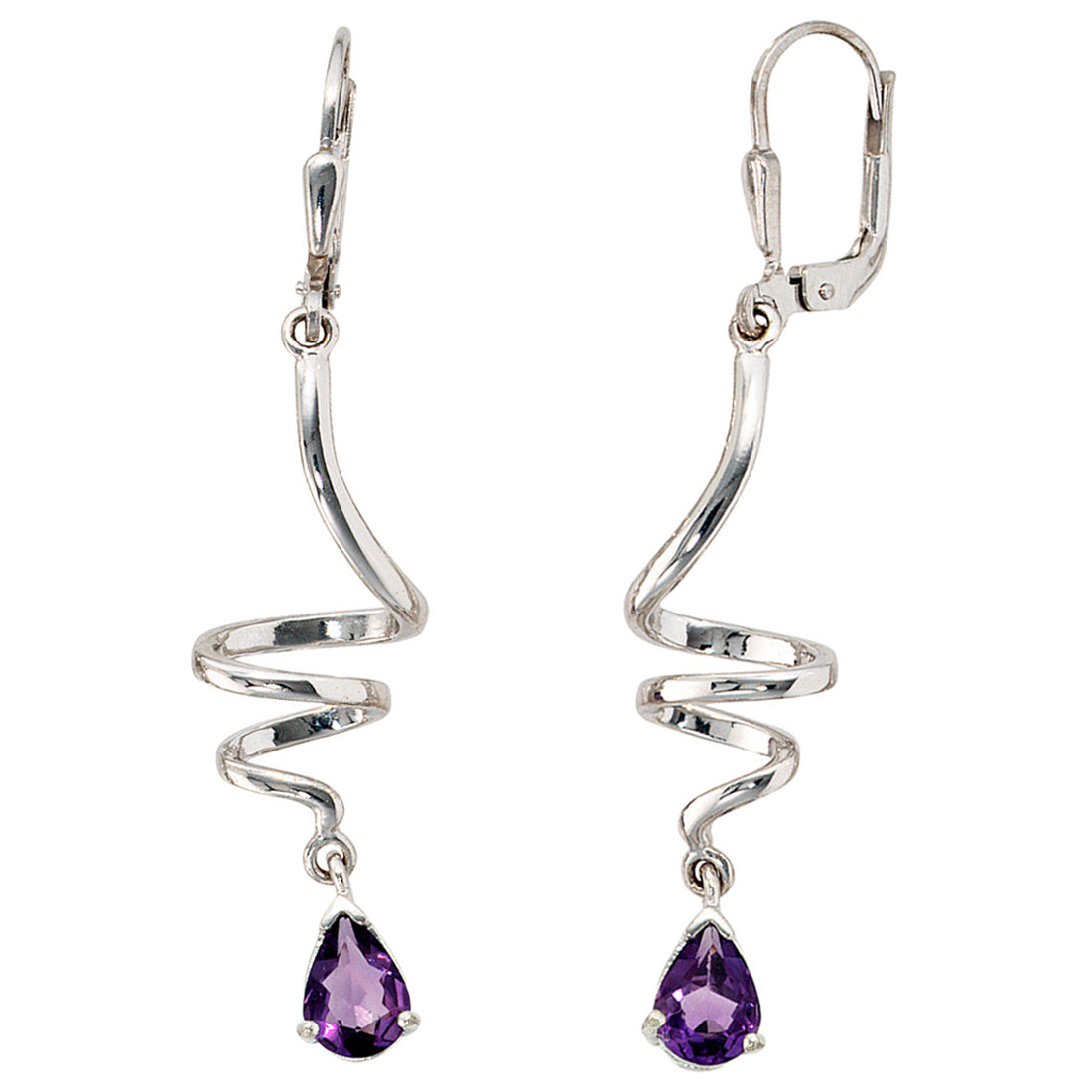 Boutons 925 Sterling Silber 2 Amethyste lila violett Ohrringe Ohrhänger