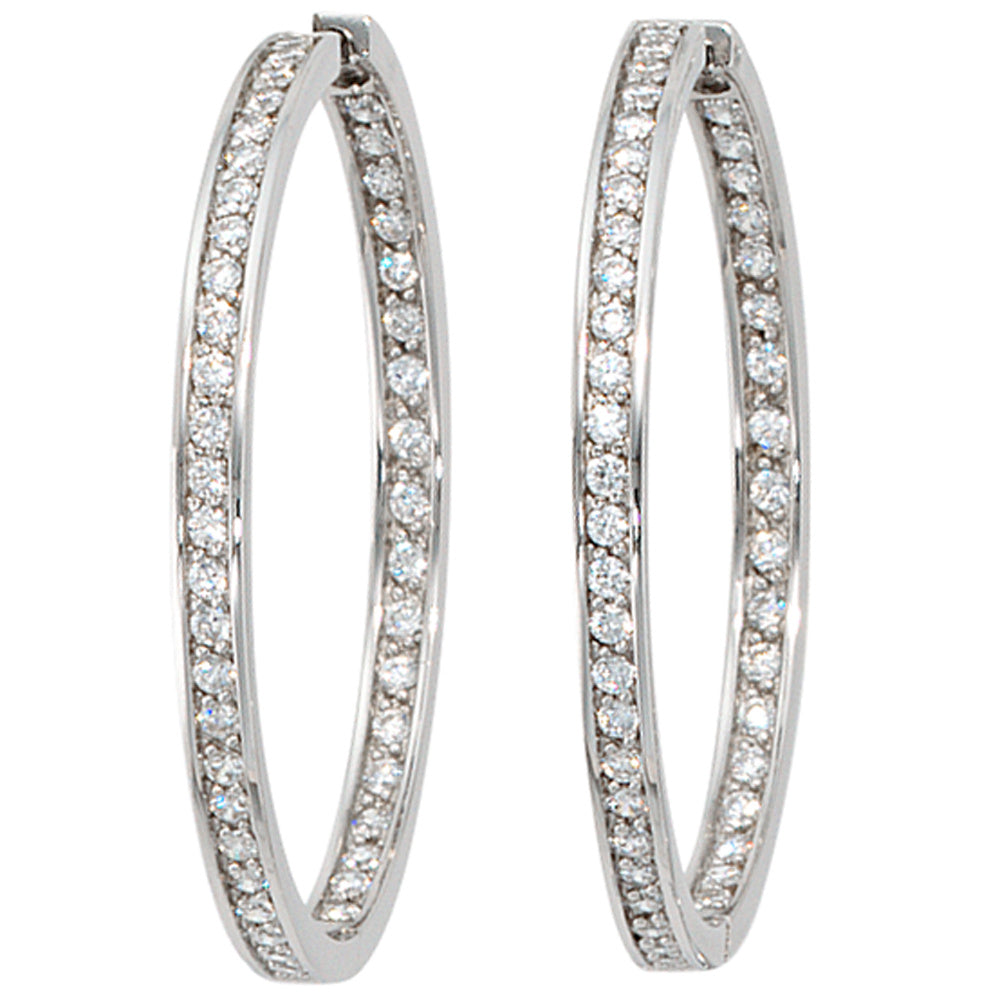 Creolen 925 Sterling Silber mit 88 Zirkonia Ohrringe Silberohrringe