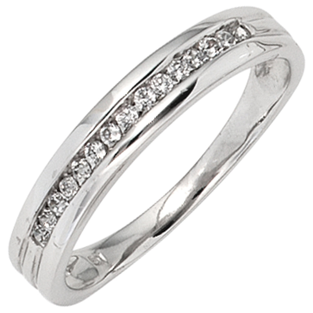Damen Ring 585 Gold Weißgold 15 Diamanten Brillanten 0,15ct. Goldring