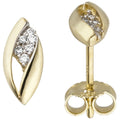 Ohrstecker oval 333 Gold Gelbgold bicolor mit 12 Zirkonia Ohrringe Goldohrstecke