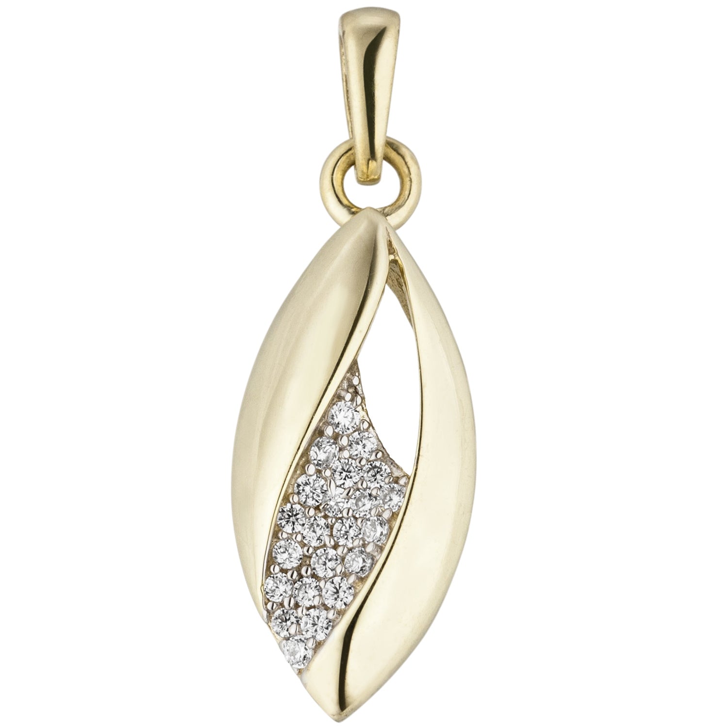 Anhänger 333 Gold Gelbgold bicolor mit 22 Zirkonia Goldanhänger