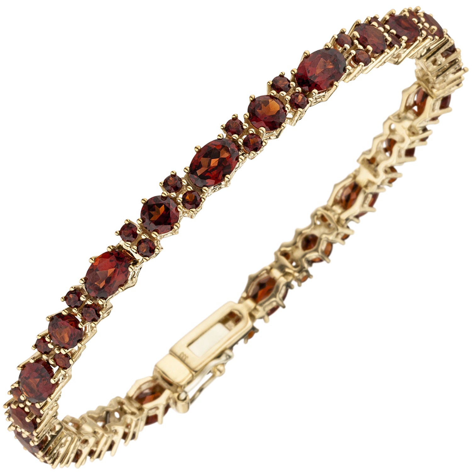 Armband 333 Gold Gelbgold und 72 Granate rot 18 cm Granatarmband
