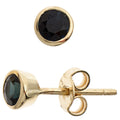 Ohrstecker rund 333 Gold Gelbgold 2 Saphire blau Ohrringe Goldohrstecker