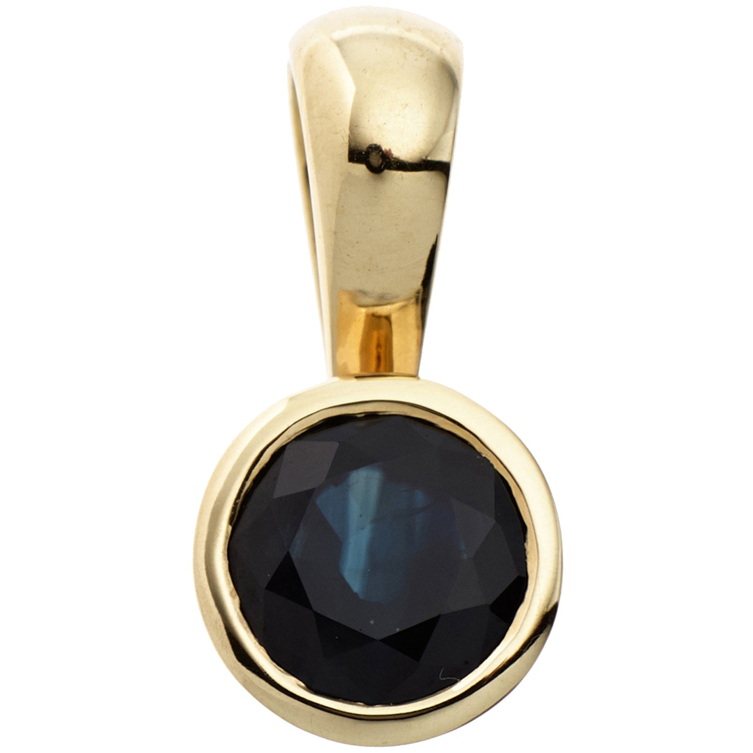 Anhänger rund 333 Gold Gelbgold 1 blauer Saphir Goldanhänger