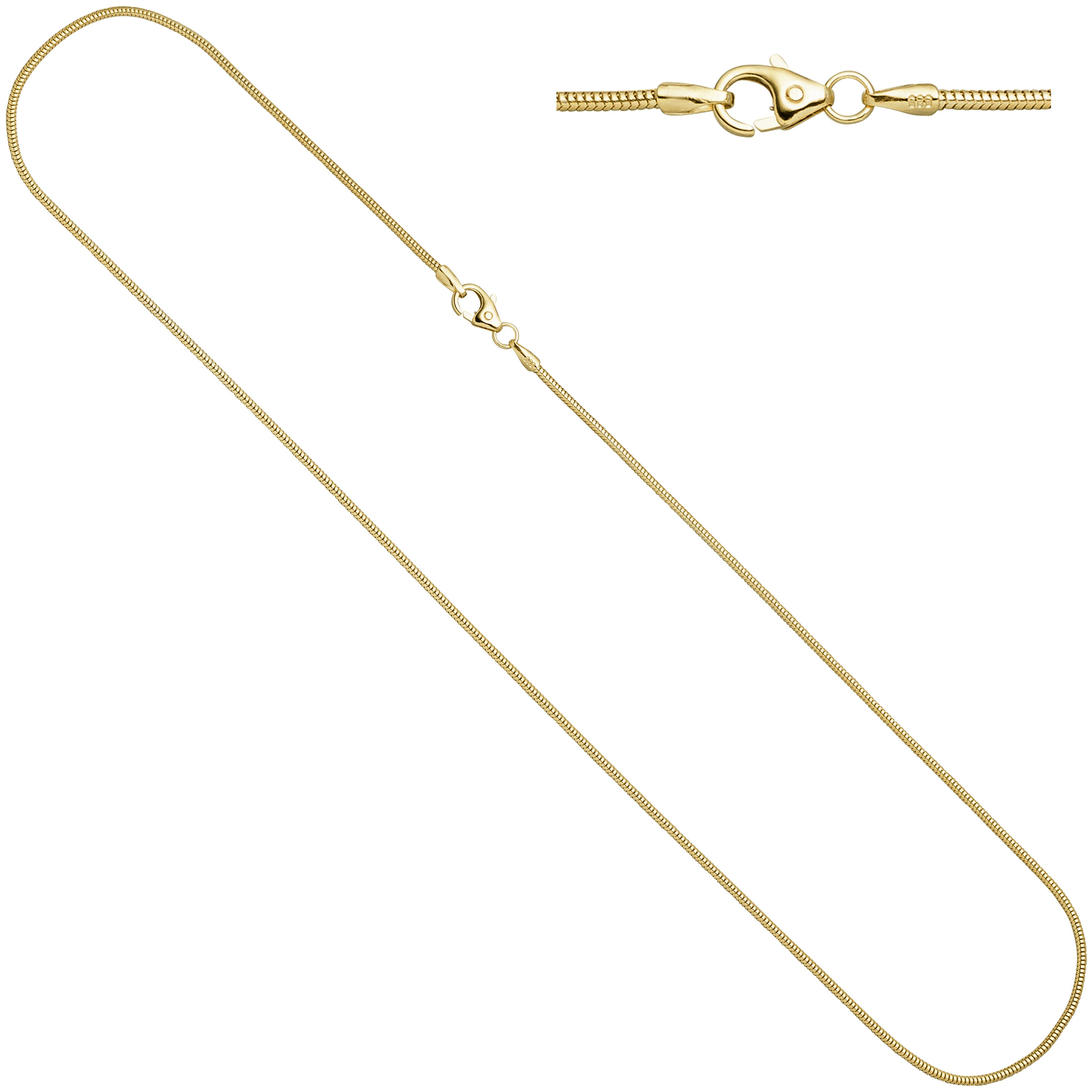Schlangenkette 585 Gelbgold 1,6 mm 45 cm Karabiner Gold Kette Goldkette